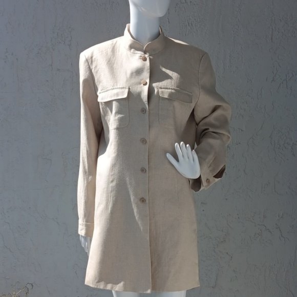 Liz Claiborne Collection Ladies Pure Linen Luxury Lined Top Coat